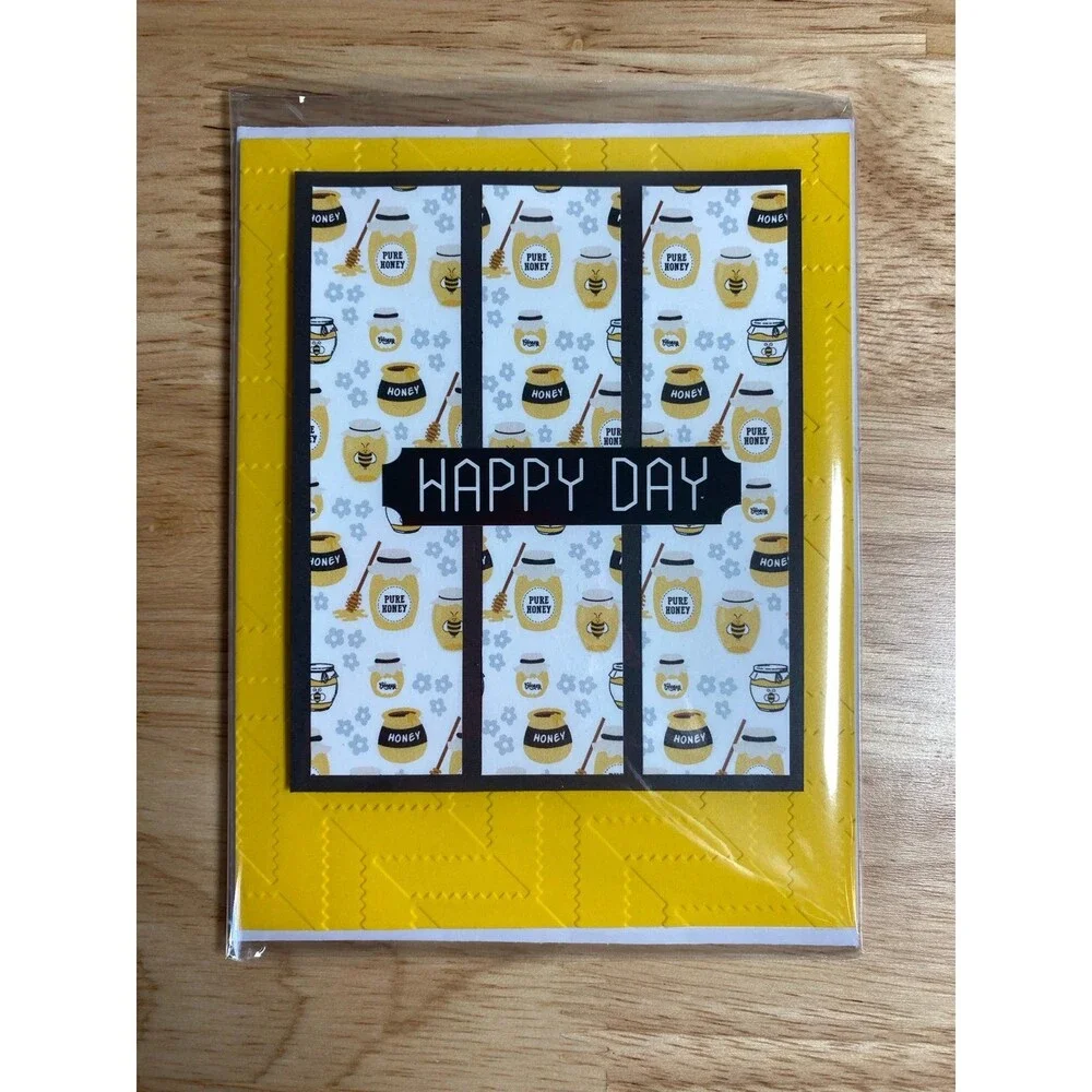 Bee & Honey Greeting Card – Handmade A2 Card – All Occasion Blank Card